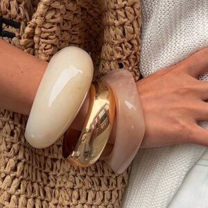 3pcs/Set Exaggerated Asymmetrical Resin Semi-Transparent Bracelet For Women